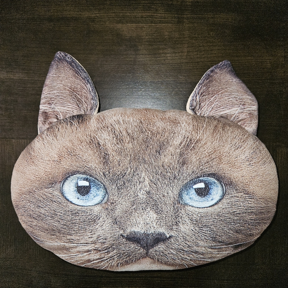 Cat Kitty Face Head Throw Pillow Plush Stuffed Realistic 3D